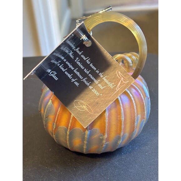 Jack Pine Hand Blown Glass Pumpkin Artisan Crafted Glass Pumpkin Unique Glass - Picture 6 of 12
